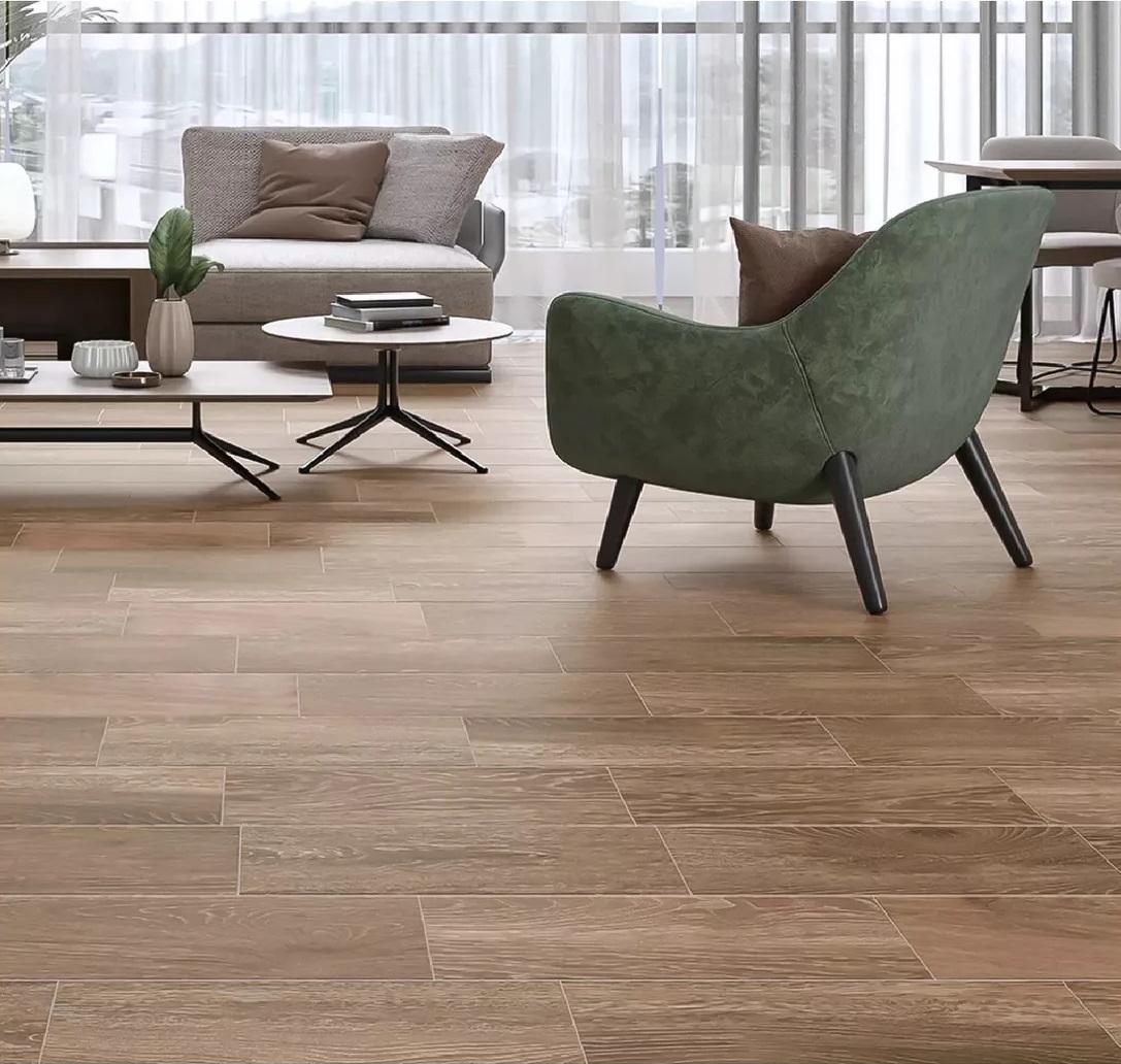 Porcelanato Alberdi 20x60 Pehuen Marrón Símil Madera