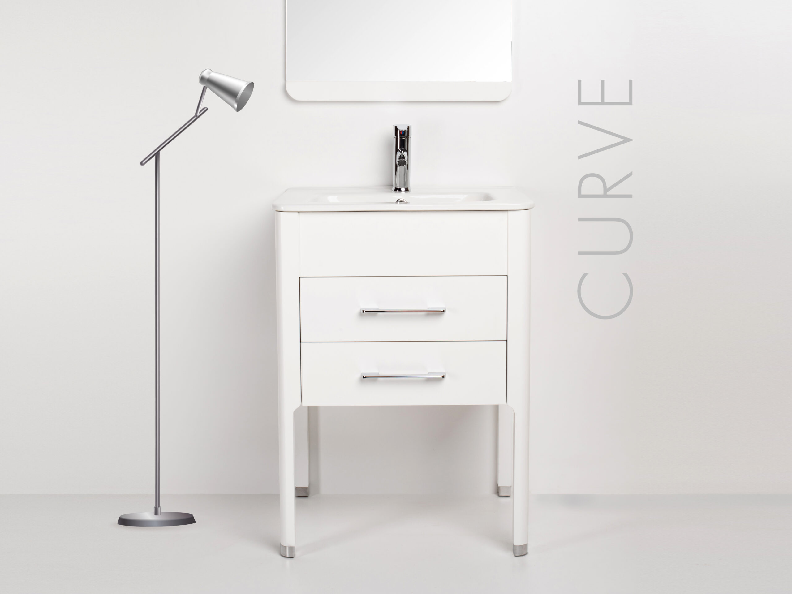 Vanitory De Pie Con Bacha Monocomando Campi Curve 60 Cm