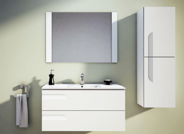 Vanitory De Colgar con mesada bimando Schneider Rivo 60 Cm Blanco
