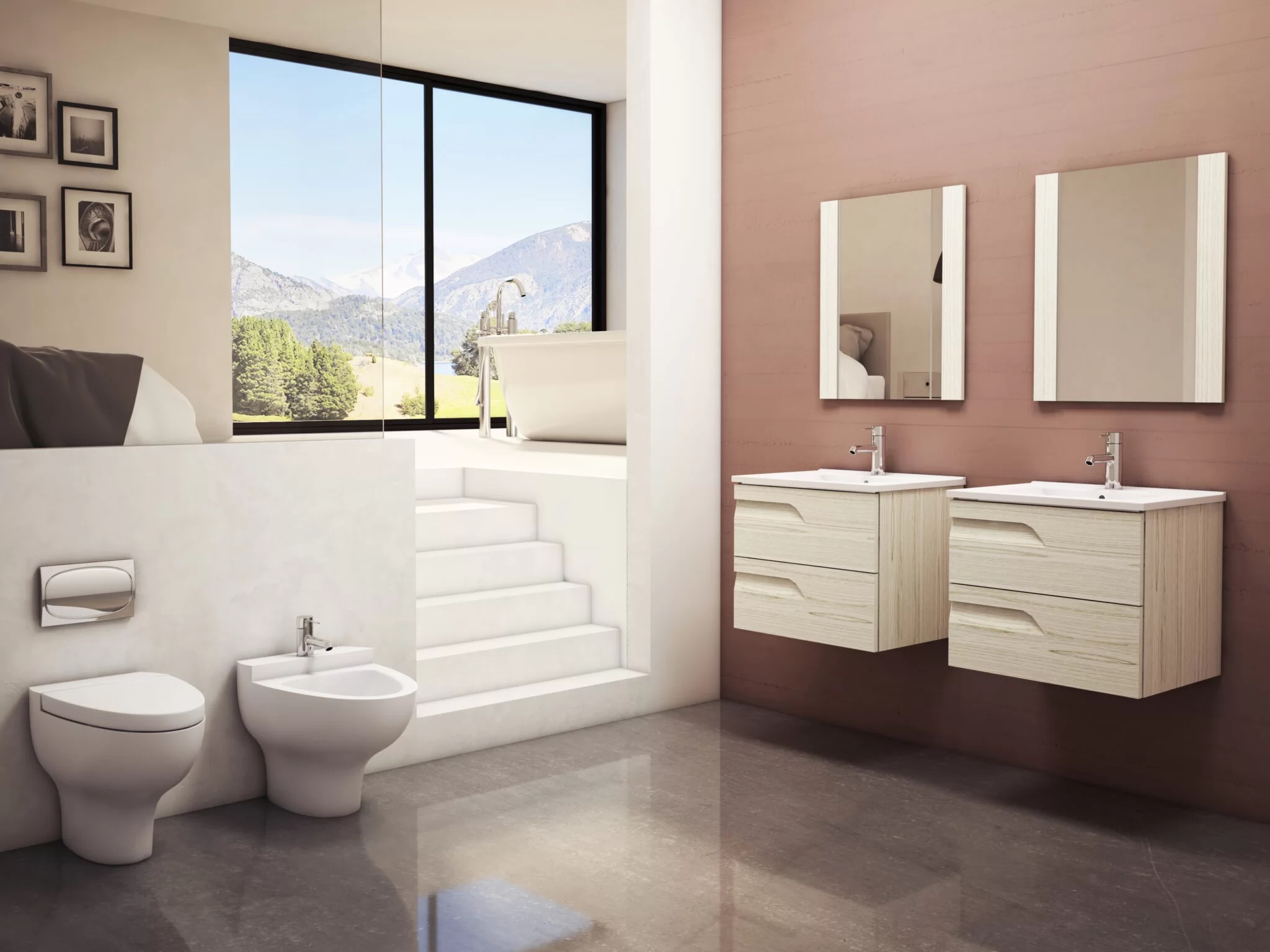 Vanitory De Colgar con mesada bimando Schneider Rivo 60 Cm Blanco