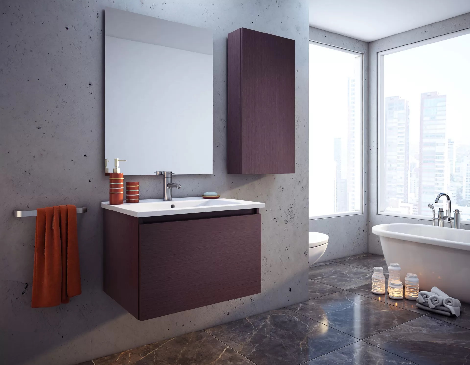 Vanitory De Colgar Monocomando Schneider City 100 Cm Wengue