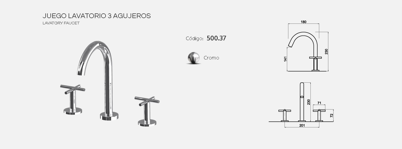 Grifería Bimando Para Lavatorio Andez Next 500.37