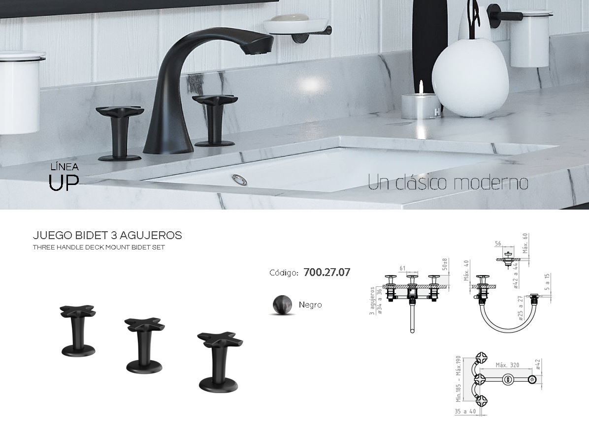 Grifería Negra Bimando Para Bidet Andez Up 700.27.07