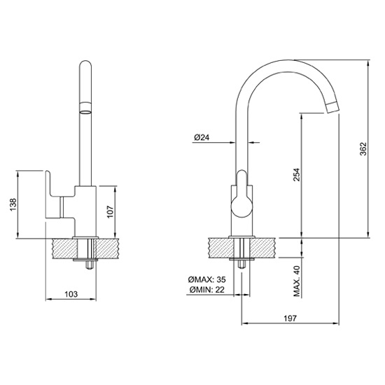 Grifería Para Cocina Monocomando Peirano Adra 20-162