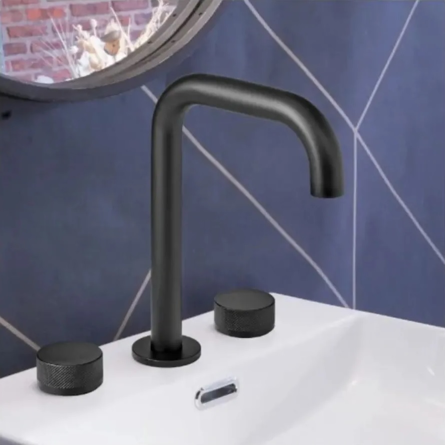 Griferia Bimando Para Lavatorio Peirano Fabric Negra 60-100N