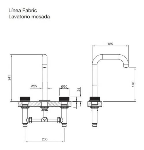 Griferia Bimando Para Lavatorio Peirano Fabric Cromo 60-100C