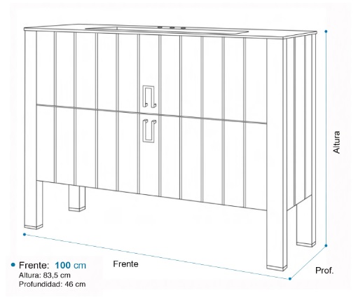 Vanitory De Pie Con Bacha Monocomando Campi Deck 100 Cm Blanco