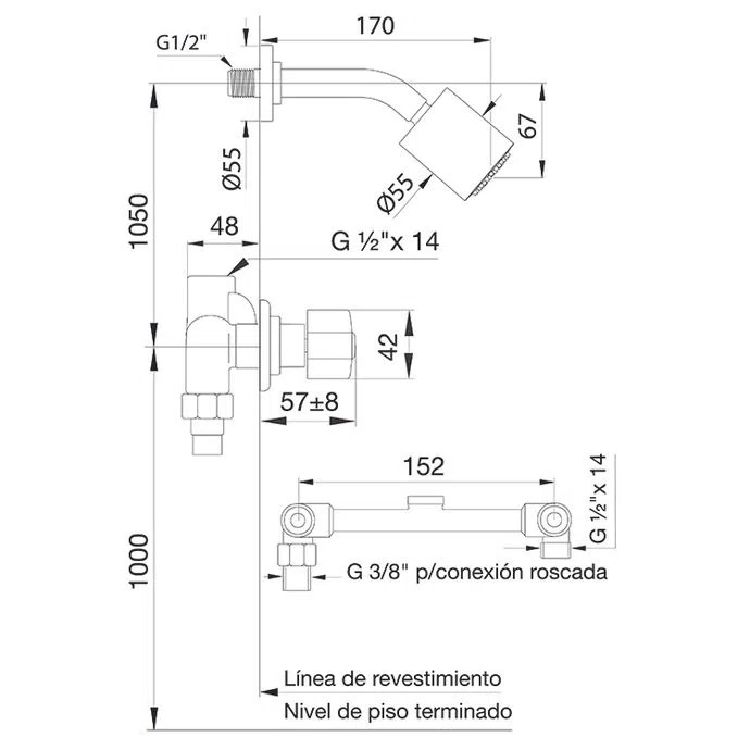 Griferia Bimando Para Ducha  Sin Transferencia Fv Arizona 109/B1