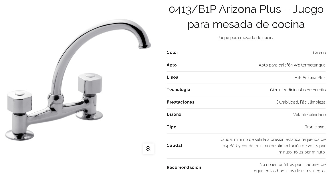Griferia Bimando Para Cocina Fv Arizona 413/B1
