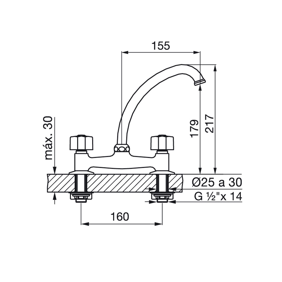 Griferia Bimando Para Cocina Fv Arizona 413/B1