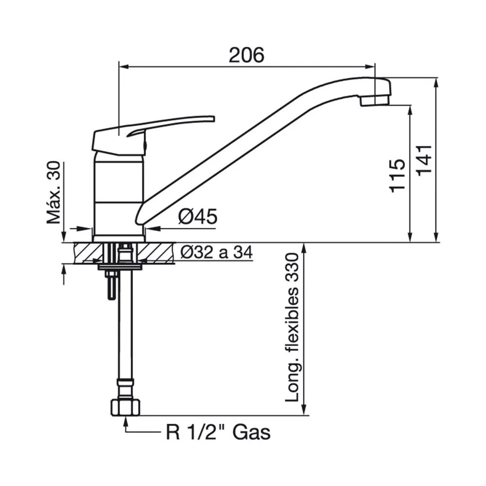 Griferia Monocomando Para Cocina Fv Arizona 411.01/B1