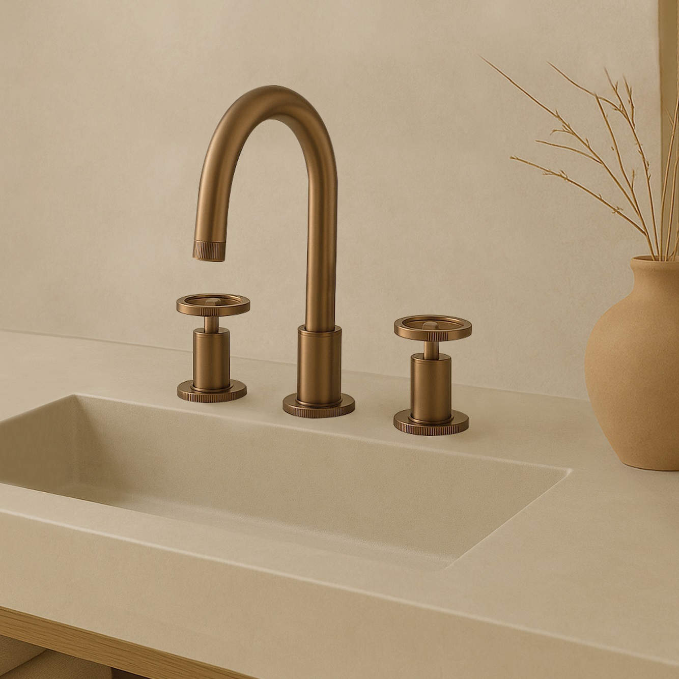 Grifería Bimando Para Lavatorio Pierano Pulse Dark Gold 70-175DG