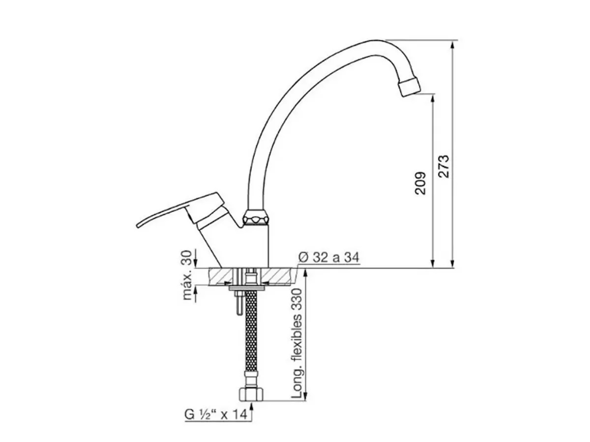 Griferia Monocomando Para Cocina Fv Arizona 423/B1