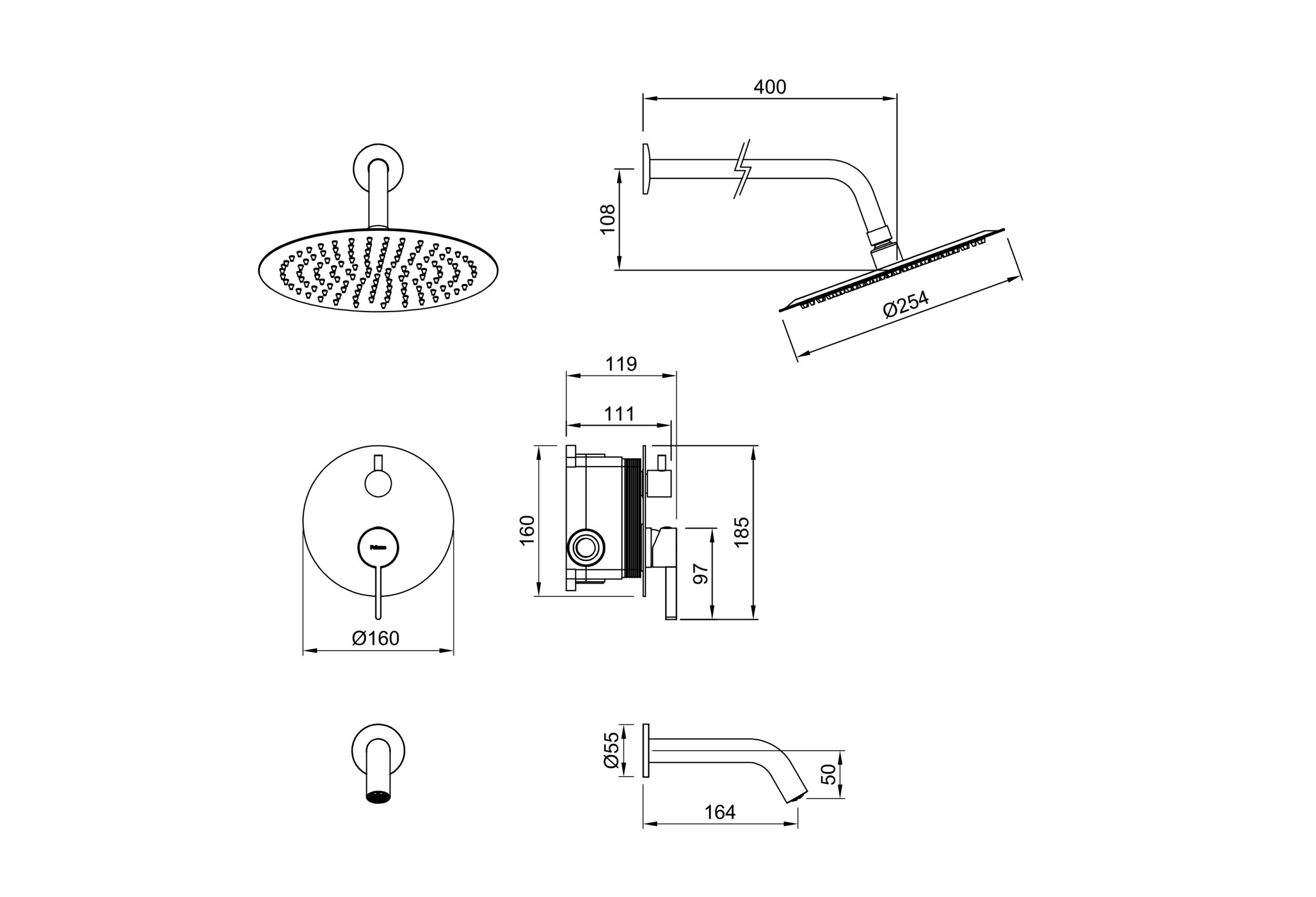 Grifería Monocomando Para Ducha Con Transferencia Peirano Steel 80-205