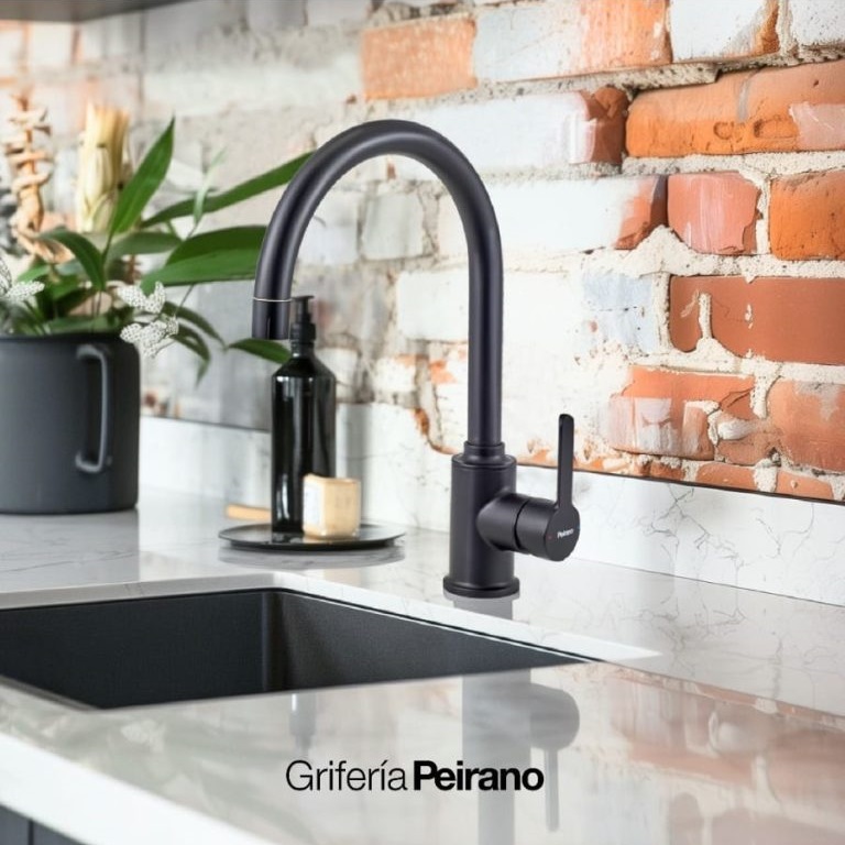 Griferia Monocomando Para Cocina Peirano Move Negra 20-146N