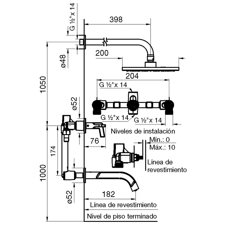 Griferia Bimando Para Ducha Con Transferencia Fv Arrayan 103/H6