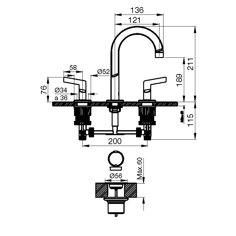Griferia Bimando Para Lavatorio Fv Arrayan 207/H6
