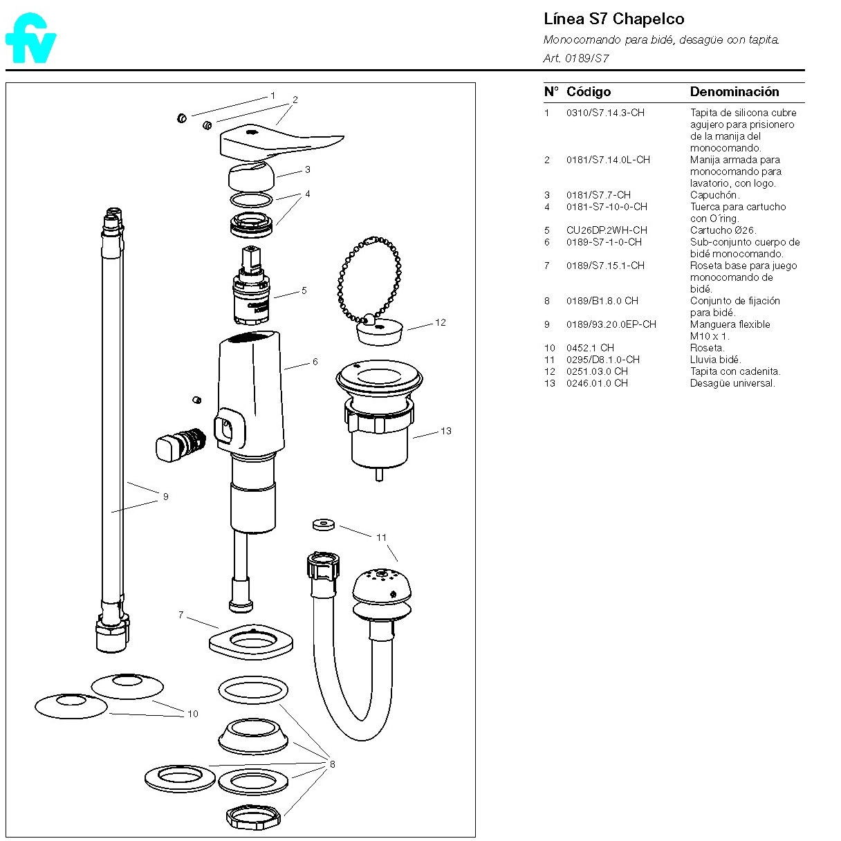 Griferia Para Bidet Fv Chapelco 189/S7