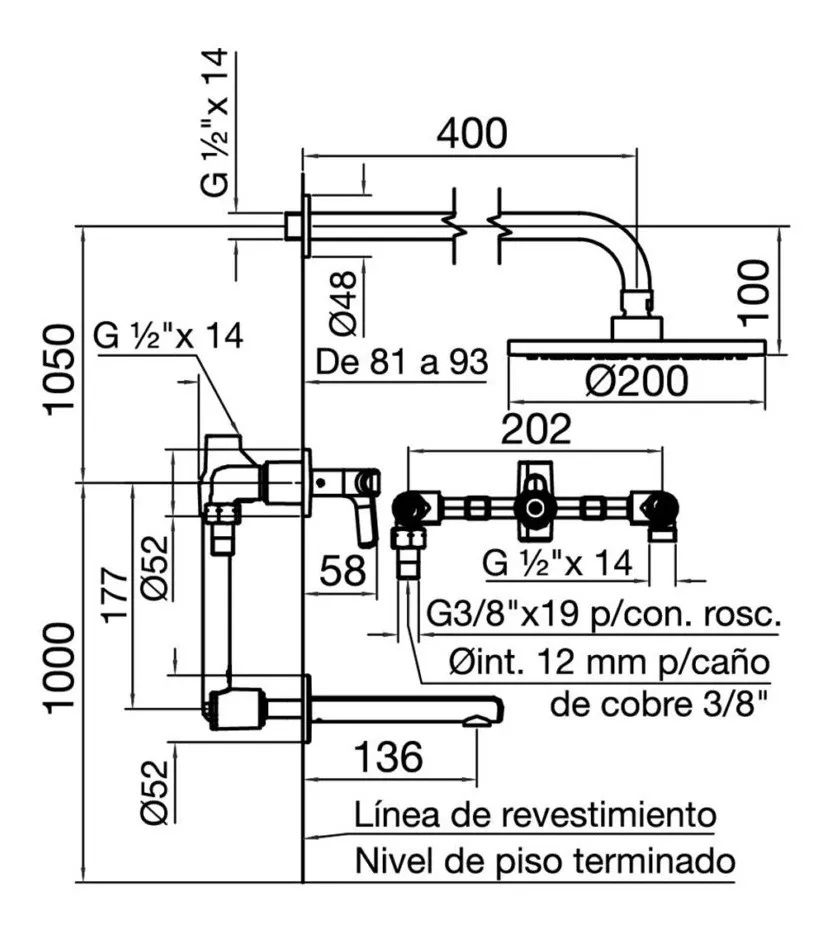 Griferia Bimando Para Ducha Con Transferencia Fv Cipres 103/N2