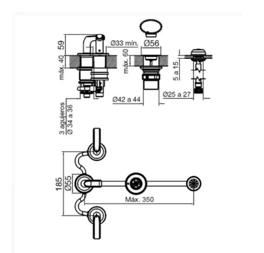 Griferia Bimando Para Bidet Con Transferencia Fv Cipres 295/N2