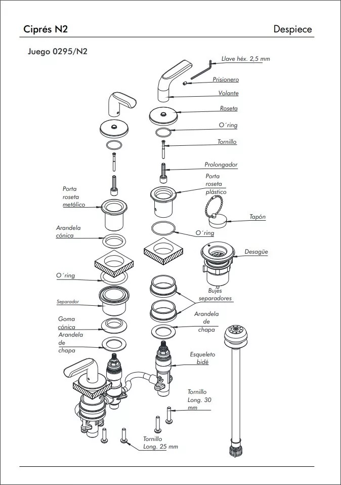 Griferia Bimando Para Bidet Con Transferencia Fv Cipres 295/N2