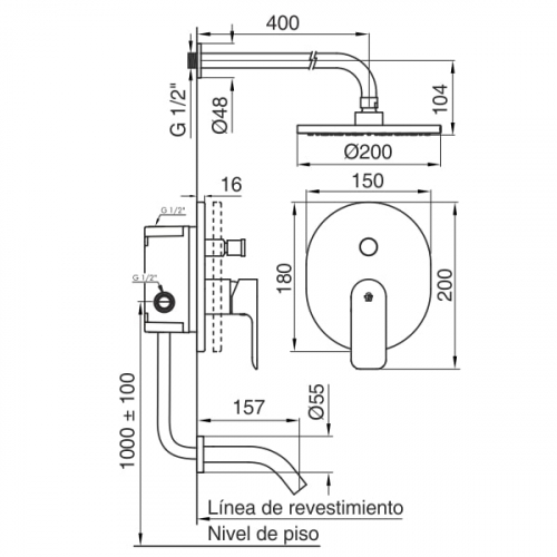 Griferia Para Ducha Con Transferencia Fv Coty 106/D9