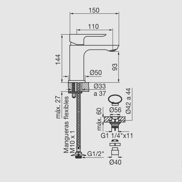 Griferia Monocomando Para Lavatorio Fv Coty Baja 181/D9