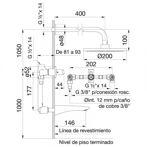 Griferia Bimando Para Ducha Con Transferencia Fv Epuyen 103/L2
