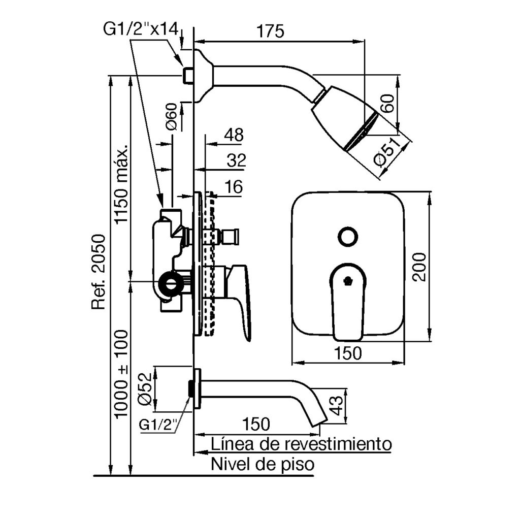 Griferia Monocomando Para Ducha Fv Jana 106/M1