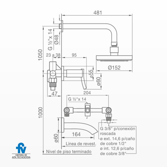 Griferia Bimando Para Ducha Con Transferencia Fv Libby 103/39