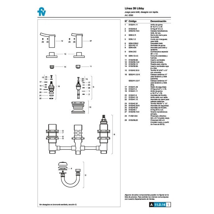 Griferia Bimando Para Bidet Fv Libby 295/39