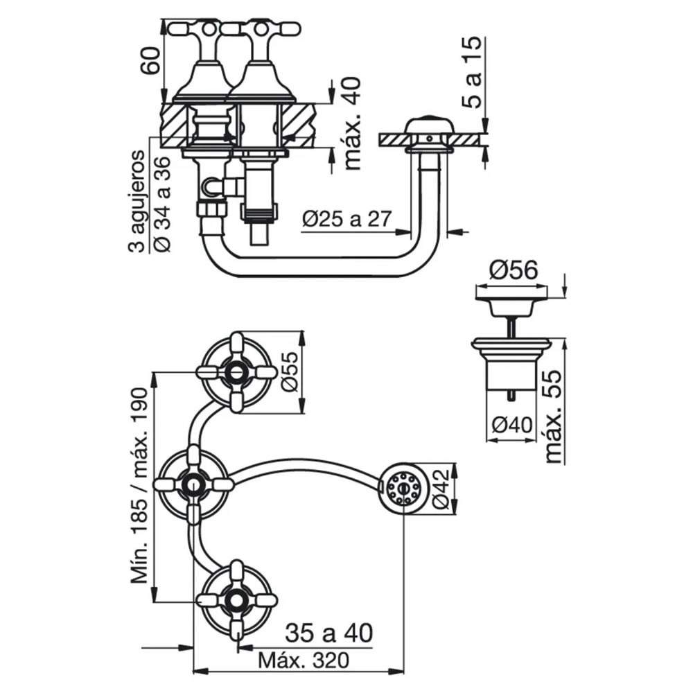 Griferia Bimando Para Bidet Fv Newport 295/B2