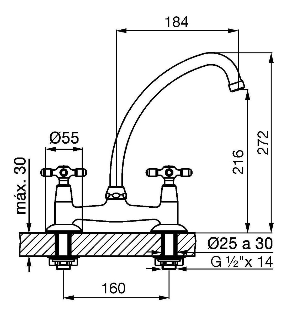 Griferia Bimando Para Cocina Fv Newport 413/B2