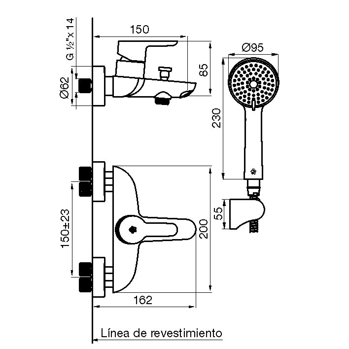Griferia Monocomando Para Ducha Fv Puelo 310/B5