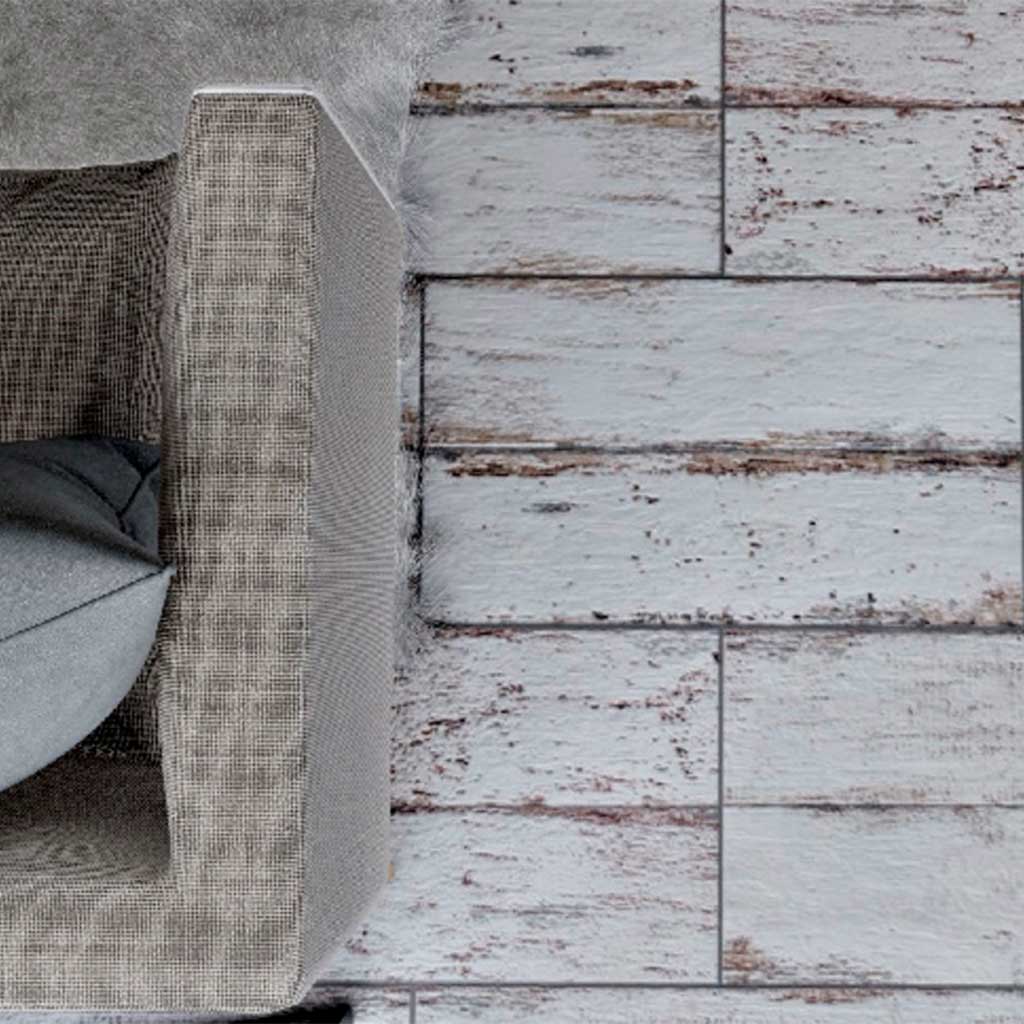 Cerámica Símil Madera Cortines 35x60 Vintage Blanco