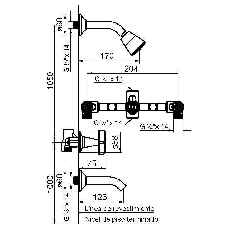 Griferia Bimando Para Ducha Con Transferencia Fv Petalo 103/M3