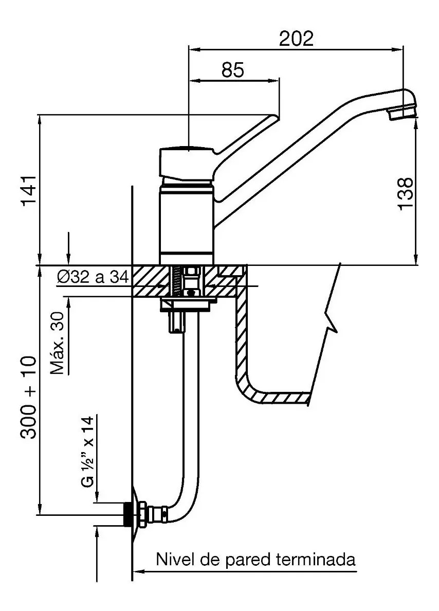 Griferia Monocomando Para Cocina Fv Swing 411.01/90