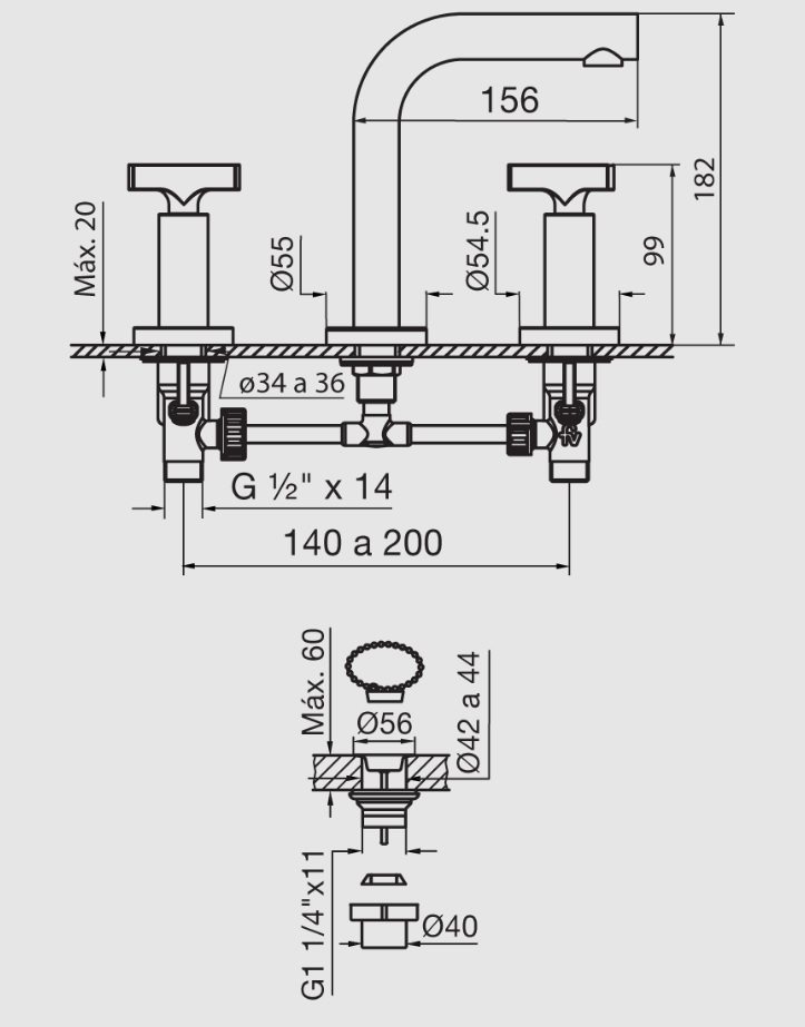 Griferia Bimando Para Lavatorio Fv Triades 207/C3