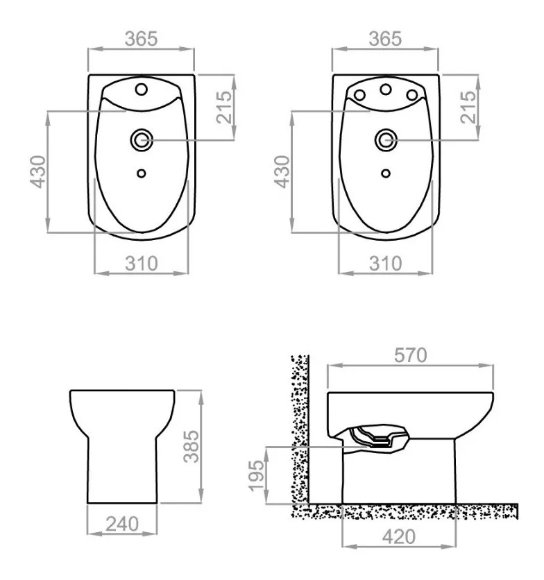 Bidet Roca Dama Senso De 3 Agujeros Blanco