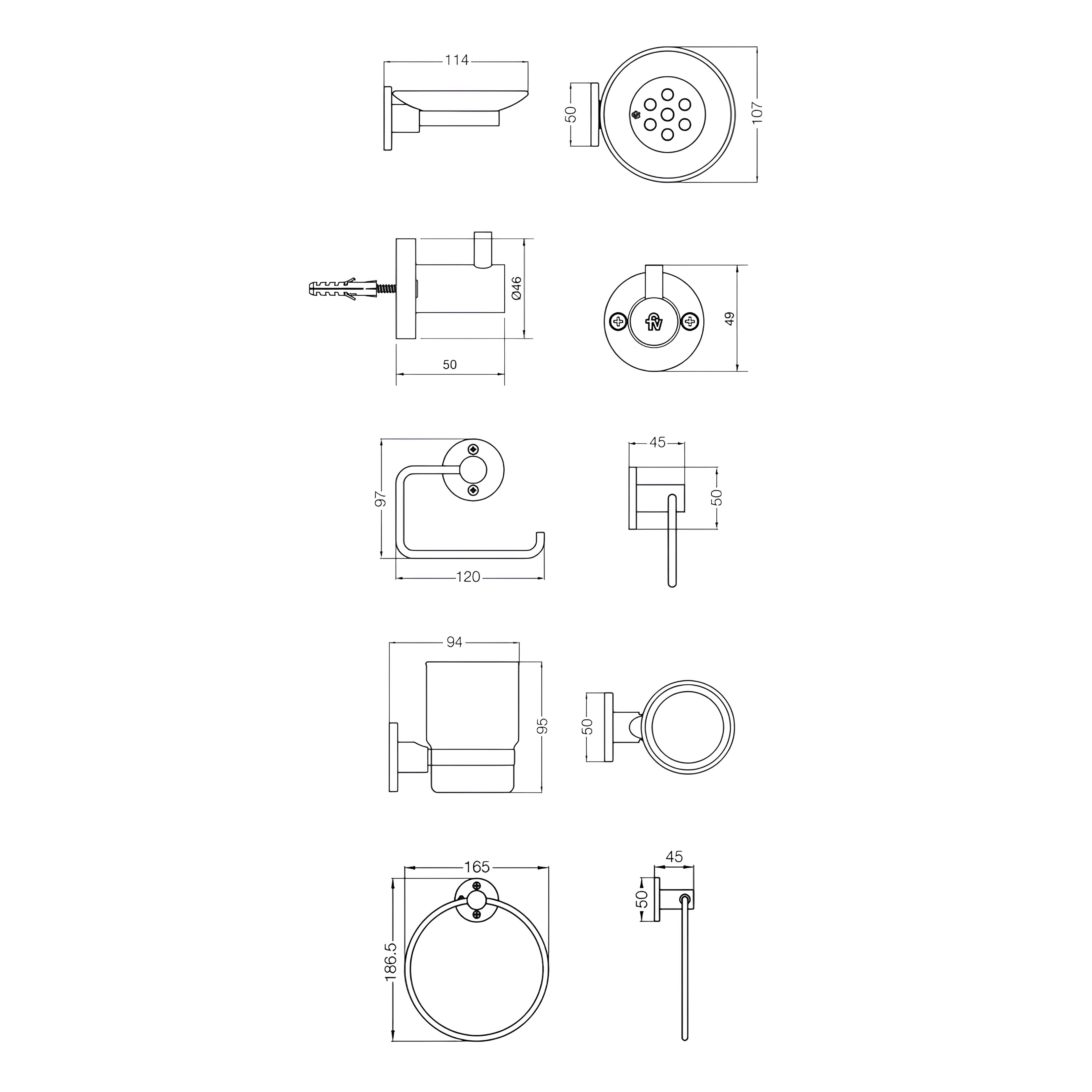 Kit de Accesorios Para Baño FV Arizona 179.05/b1