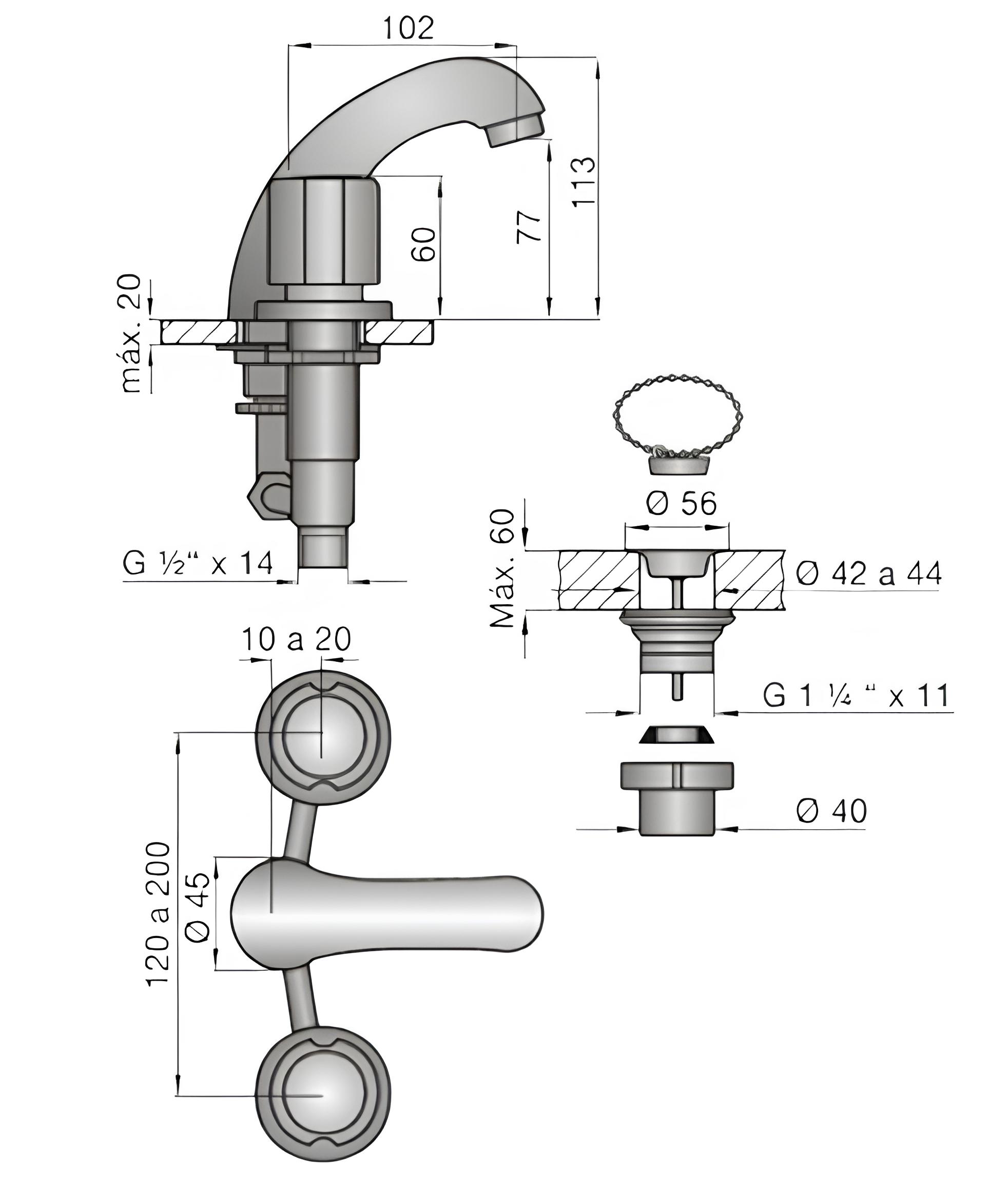 Griferia Bimando Para Lavatorio Fv Allegro 207/15