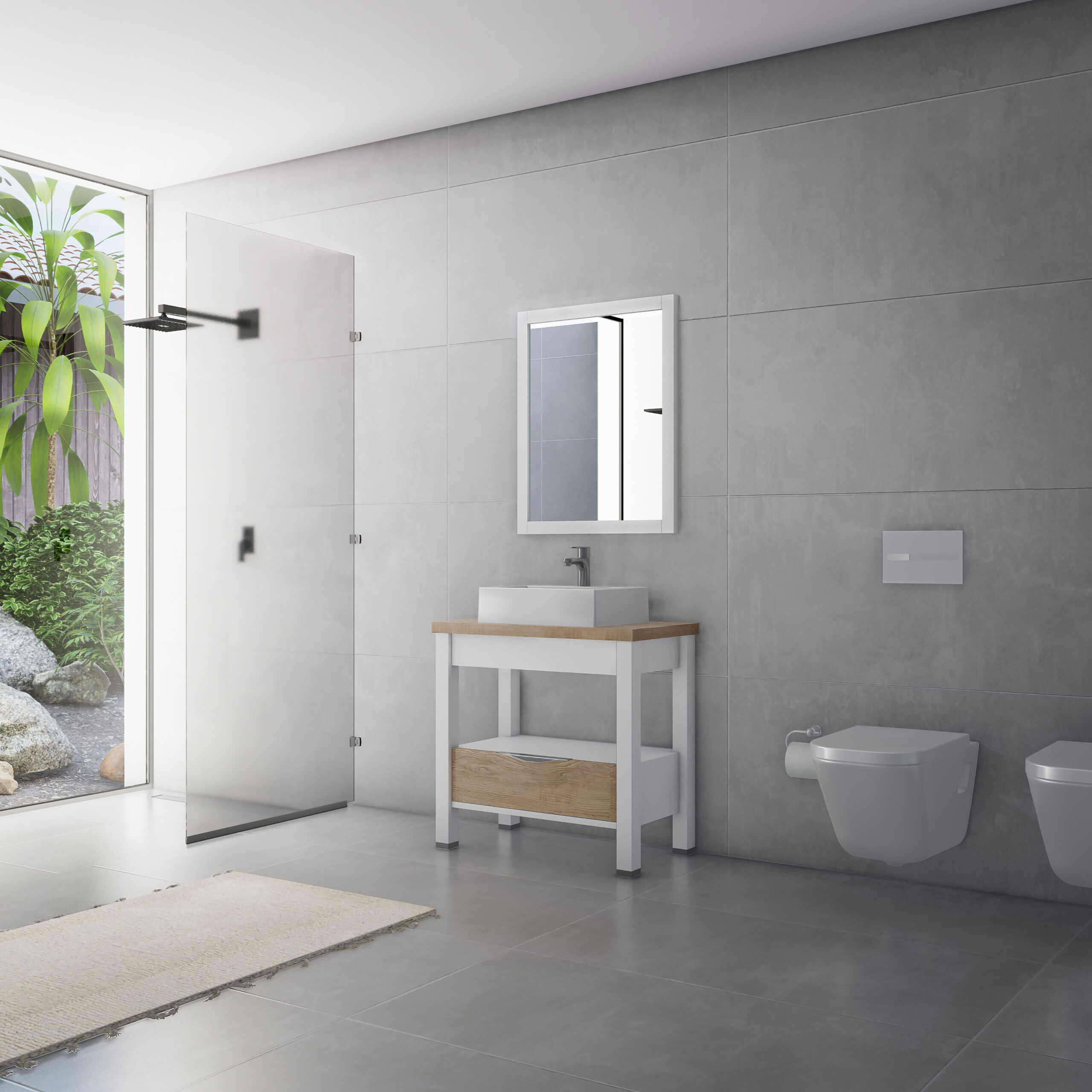Espejo Campi Oak Blanco 60x70