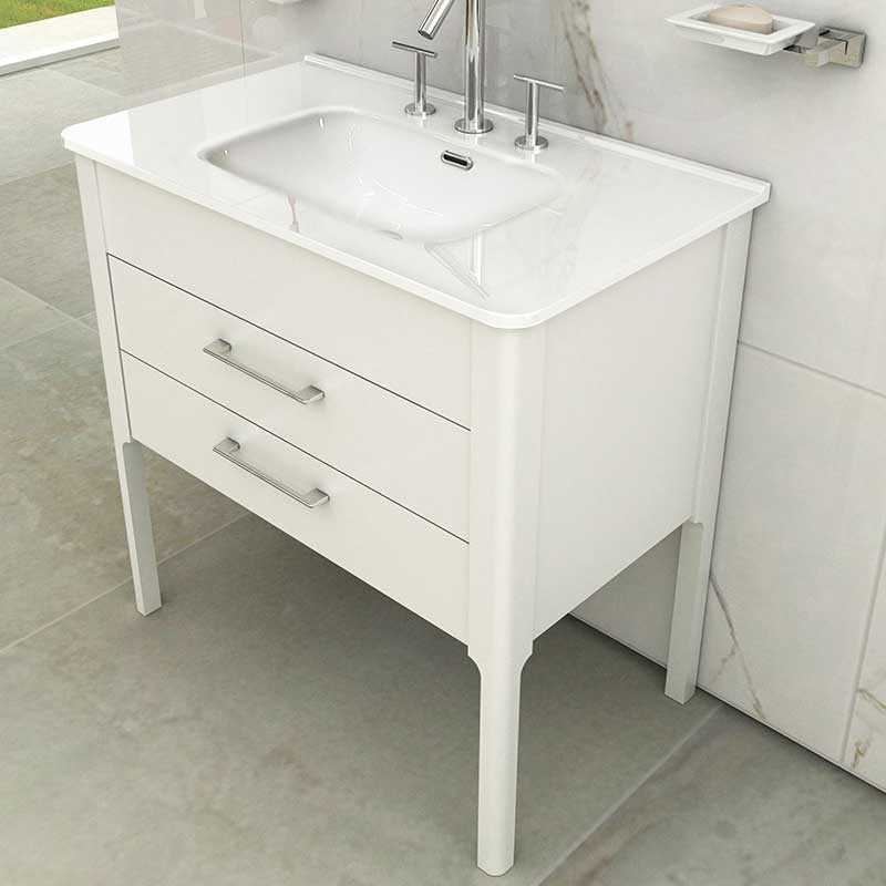 Vanitory De Pie Con Bacha Monocomando Campi Curve 80 Cm