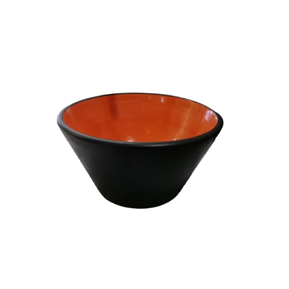 Bacha Artesanal Elíptica De Apoyo Fango 35X13 Naranja Y Negra