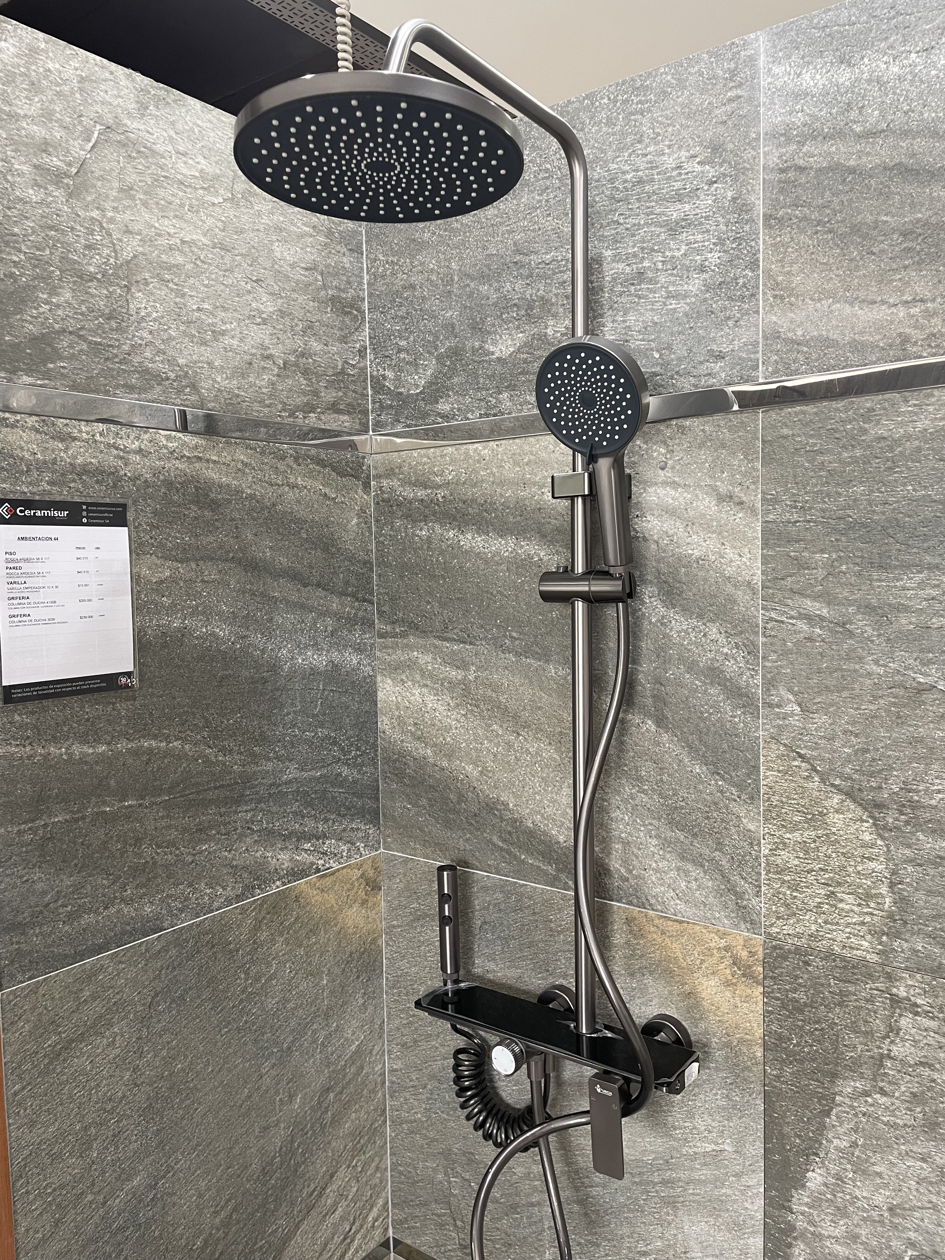 Columna Grifería Monocomando de Ducha Con Duchador Cromo Negro – Cod 3030