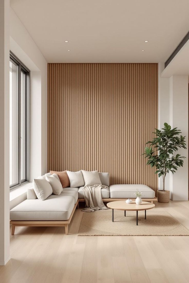 Wall Panel 16x242 De WPC Para Pared Estilo Japandi Beige