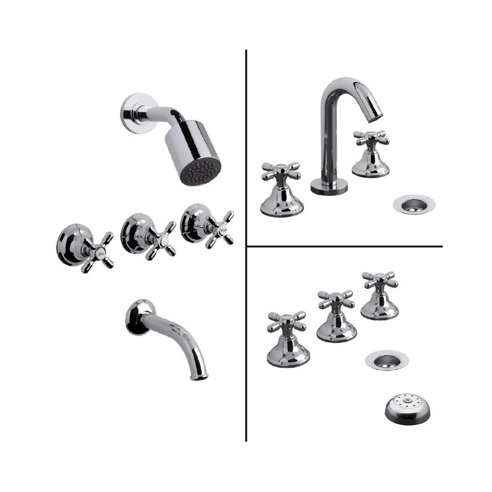 Kit De Griferías Bimando FV Newport Lavatorio, Bidet Y Ducha