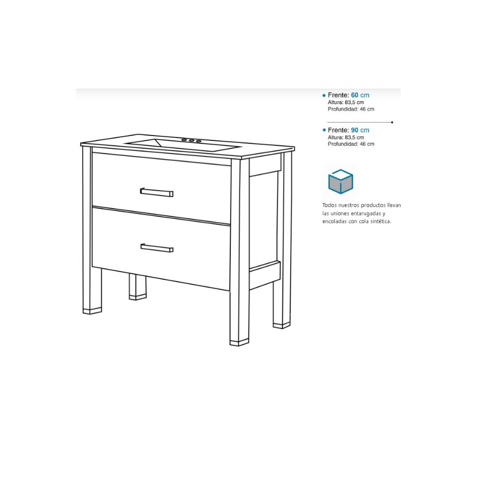 Vanitory De Pie Con Bacha Monocomando Campi Folk 90 Cm Blanco