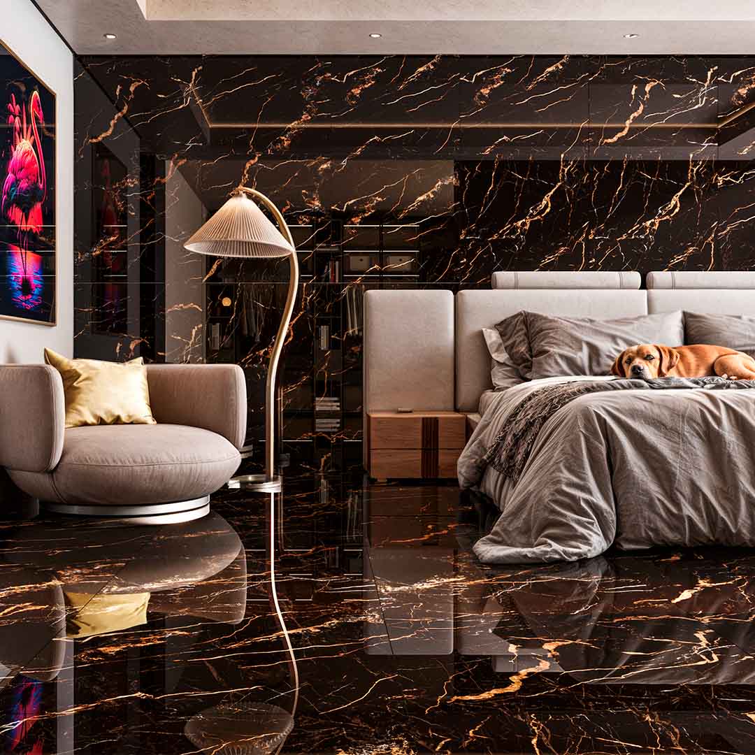 Porcelanico Lume 75x75 Nero Portoro