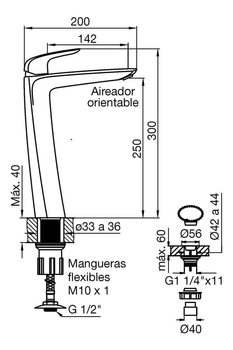 Griferia Negra Monocomando Para Lavatorio Fv Epuyen Alta 181.02/L2N
